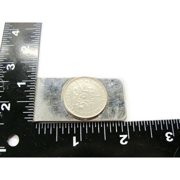 1960 One Franc Coin Money Clip Stainless Steel Wallet Credit Card Cash ID Holder - Picture 5 of 8